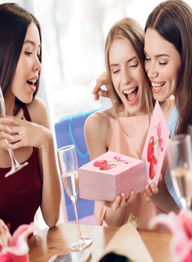 Reallnaive 50 Pcs Galentines Day Decoration Napkin Valentine Day Heart Napkin 3 Ply Ladies Galentines Gang Pink Bow Cherry Dinner Disposable Paper Party Supplies for Wedding Birthday(Cherry Bow) - Image 4